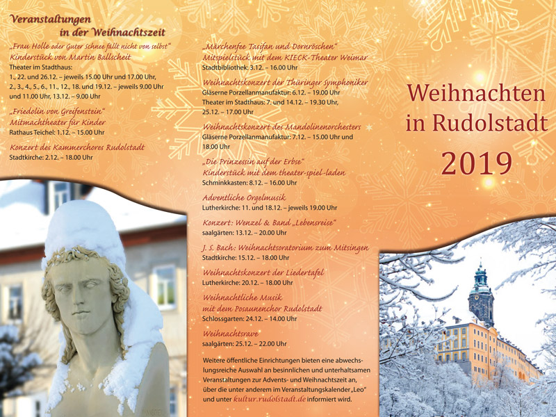 Faltblatt "Weihnachten in Rudolstadt" informiert über Veranstaltungen im Advent.