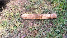 Stabbrandbombe aus dem zweiten Weltkrieg in Volkstedt. Foto: Rüdiger Ludwig