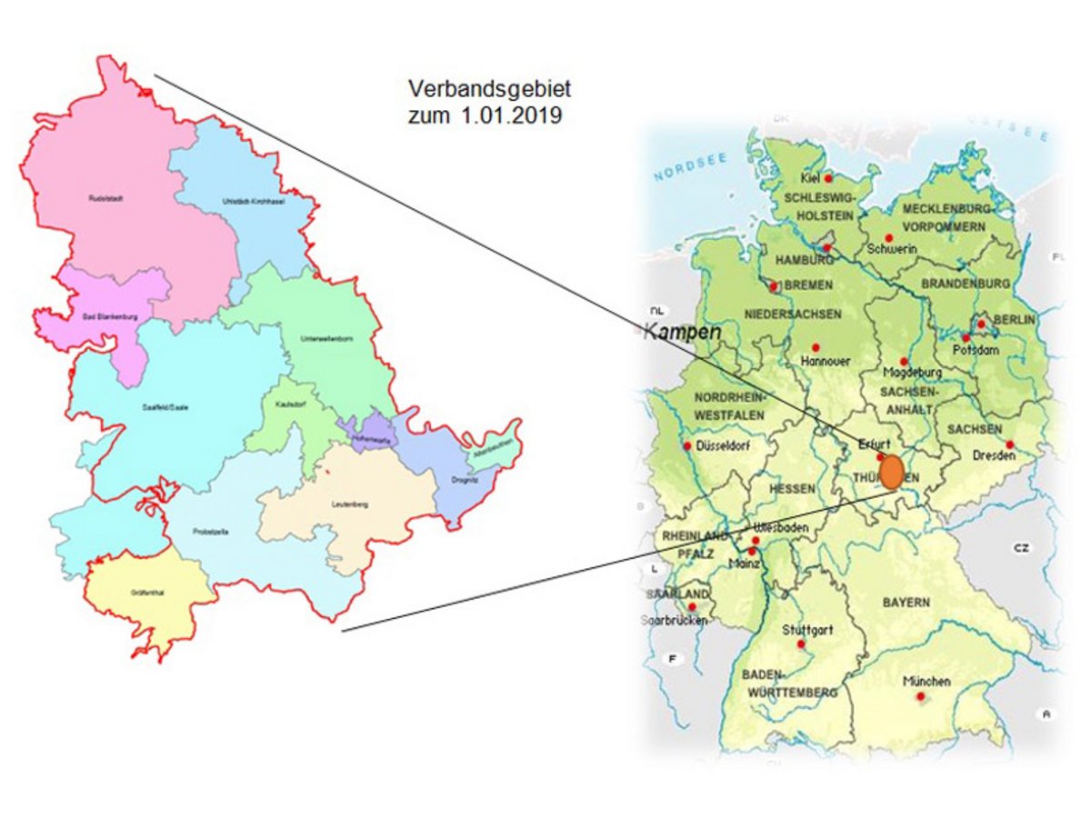 Lage des ZWA Saalfeld-Rudolstadt in Thüringen. Quelle: ZWA SLF-RU