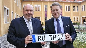 Foto: Rudolstadts Bürgermeister Jörg Reichl und Verkehrsminister Christian Carius