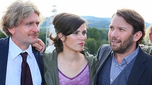 Die Hauptdarsteller des Tatorts "Der irre Iwan" zur Pressekonferenz auf dem Rudolstädter Vogelschießen. Foto: Alexander Stemplewitz