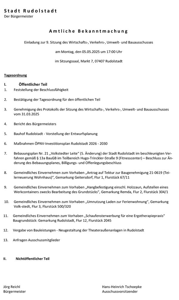 9. Sitzung am 05.05.2025 9. Sitzung am 05.05.2025
