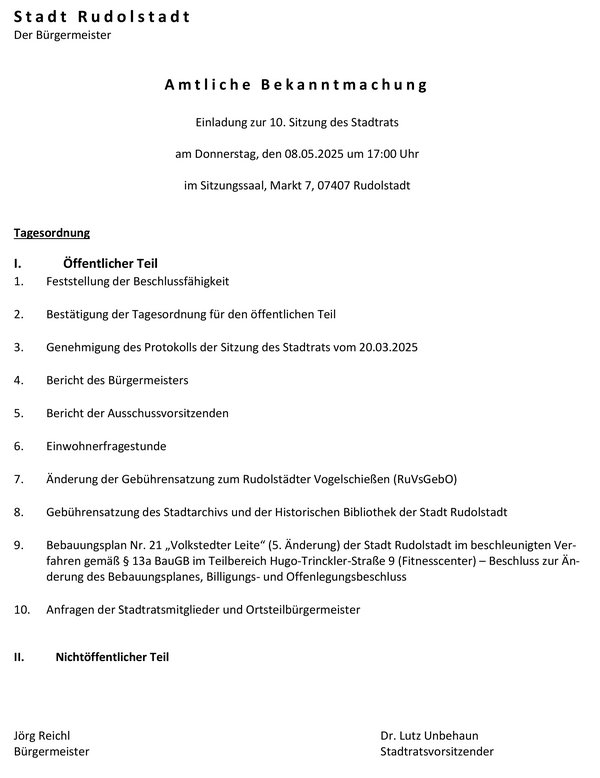 10. Sitzung am 08.05.2025 10. Sitzung am 08.05.2025