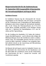 Bürgermeisterbericht September 2021