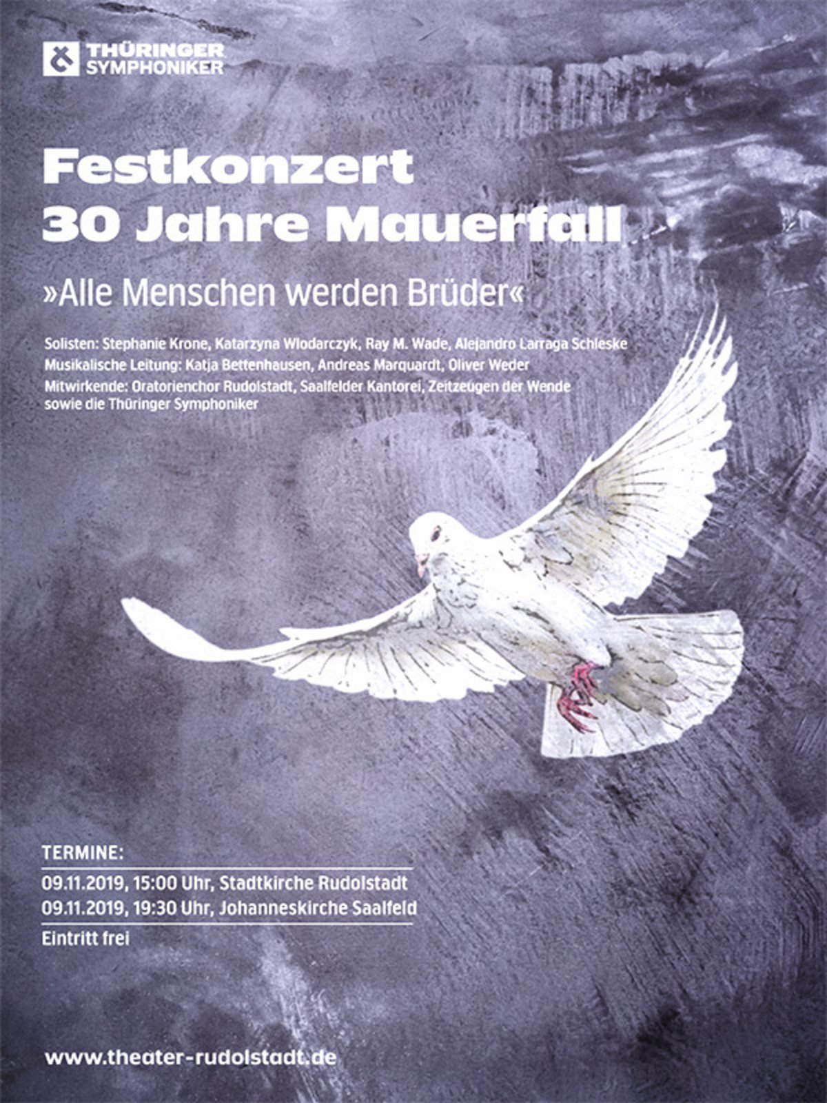 Das Plakat zum Festkonzert 30 Jahre Mauerfall. Quelle: Theater Rudolstadt
